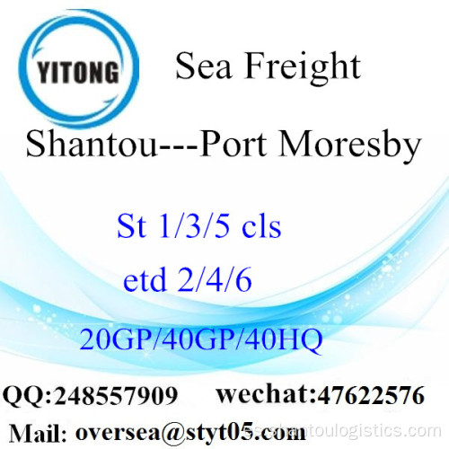 Mar de puerto de Shantou flete a Port Moresby